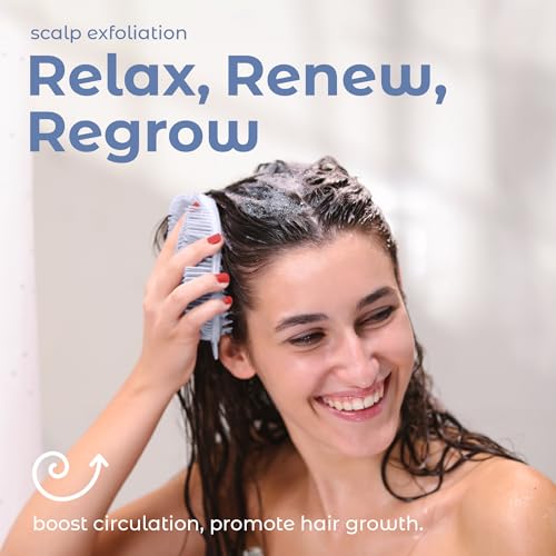 MainBasics Silicone Body Scrubber Dual-Sided, Frosted Sky, Scalp | Shower Scrubber and Scalp Massager, Gentle Silicone Loofah Alternative for Deep Clean - color: Frosted Sky, size: Scalp
