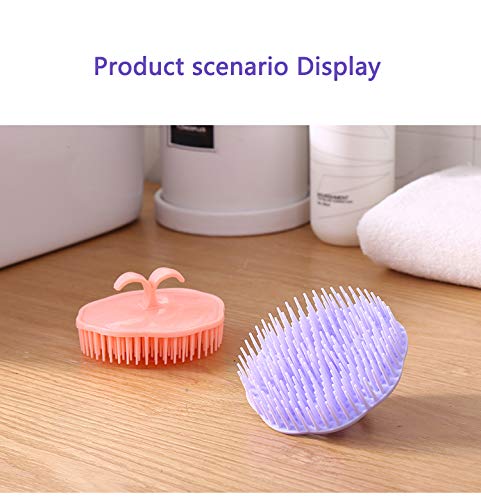 Aroveea Hair Scalp Brush Dandruff Cleaning Brush Shower Scalp Shampoo Brush Scalp Massager Pack of 4 (Orange and Violet) - color: Orange and Purple