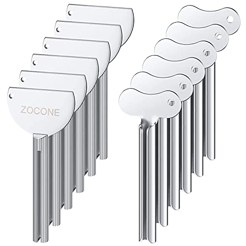 ZOCONE Toothpaste Squeezer, 12pcs Metal Tube Squeezer Key Stainless Steel Toothpaste Roller Tube Wringer for Paint, Cream, Cosmetic and Hair Dye(D) - color: D
