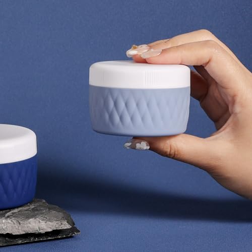 Kuangre Travel Containers for Toiletries, Silicone Cream Jars BPA-Free, TSA Approved 2oz Travel Size Containers, Leak-proof Silicone Jars with Lid for Cosmetic Face Hand Body Cream (4 Pack) - color: Blue, size: 2 Ounces