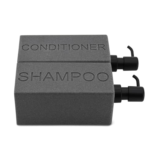 Rectangular Resin Dispenser Premium Bathroom Shampoo Conditioner Body Wash Bottle Modern Refillable Pump Design - color: Gray