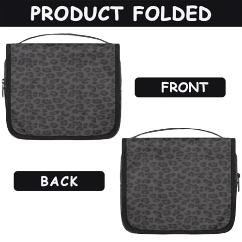 Travel Hanging Toiletry Bag for Women kids, Black Leopard Print Cosmetic Bag Waterproof Makeup Organizer for weekend overnight Bathroom - color: D 05