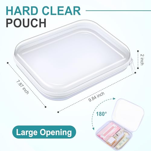 Sanwuta 10 Pcs Hard Zipper Case Clear Hard Pouches Plastic Zipper Pencil Box Toy Storage Bins Portable Plastic Containers for Travel Toiletry Office Cosmetic Blocks Puzzles Organizer (M) - size: M