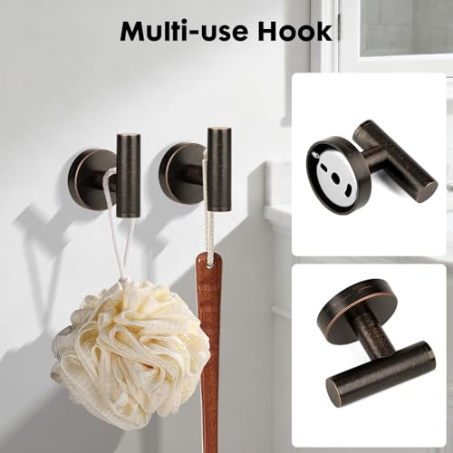 4 Piece Oil Rubbed Bronze Stainless Steel Bathroom Hardware Set Include Hand Towel Ring, Toilet Paper Holder,and 2 Robe Towel Hooks,Bathroom Accessories Set Oil Rubbed Bronze - color: Oil Rubbed Bronze