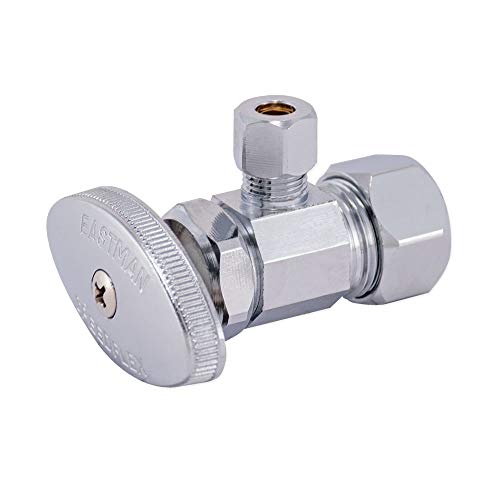Eastman 5/8 Inch OD Compression x 1/4 Inch OD Compression Multi-Turn Angle Stop Valve, Brass Plumbing Fitting, Chrome, 04344LF (Pack of 2) - size: 1/4 in. OD x 5/8 in. OD (Pack of 2)