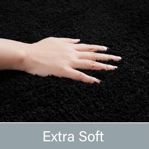 LOCHAS Bathroom Rug Runner 24x84 Inch, Soft Thick Absorbent Microfiber Bath Rugs for Bathroom, Machine Washable, Shaggy Plush Non Slip Bath Mat for Tub, Shower Floor, Quick Dry Mats, Black - color: Black, size: 84x24 inch (Rectangular)