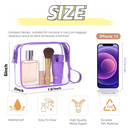 Icramsy Clear Makeup Bag,2 Pack TSA Approved Toiletry Bag Travel Toiletry Bag Hanging Makeup Cosmetic bag for Women Men (Purple) - color: Purple