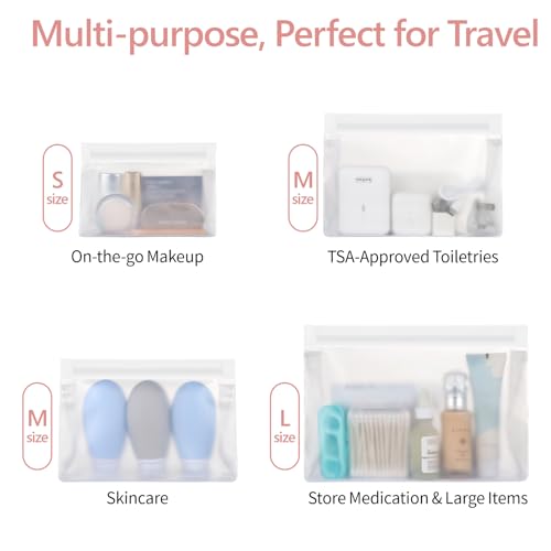 PACKISM Leak Proof Clear Toiletry Bag - Sealed TSA Approved Toiletry Bag with Reinforced Seams, Reusable and Easy to Clean, Clear Travel Bags for Toiletries, Food-grade PEVA, 1L+1M+1S, White - color: 0-1L 1M 1S-A White