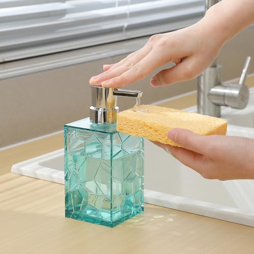 YAUKPH 2 Pack Teal Blue Rust Proof Soap Dispenser | Acrylic material for bathroom and kitchen countertops - color: 2 Pack Turquoise