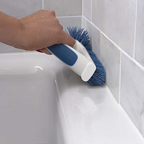 Unger 2-in-1 Grout and Corner Scrubber Brush Tool, Crevice Bathroom Cleaning Supplies for Showers, Door Tracks, Tile, and Bathtubs, Household 360-Degree Scrubbing Power - size: 1 Unit, style: 2-in-1 Grout & Corner Scrubber