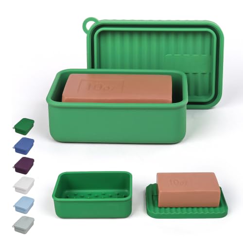 AIDIMMING Extra Large Enhanced Leak Proof Shampoo and Conditioner Bar Travel Case with Draining Layer, Keep Soap Dry – for Extended Trips, Camping, Outdoor Adventures, or Truck Drivers (Deep Green) - color: Deep Green