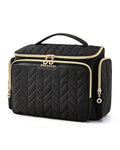 BAGSMART Travel Toiletry Bag, Large Wide-open Travel Bag for Toiletries, Makeup Cosmetic Travel Bag with Handle-Black - color: Black