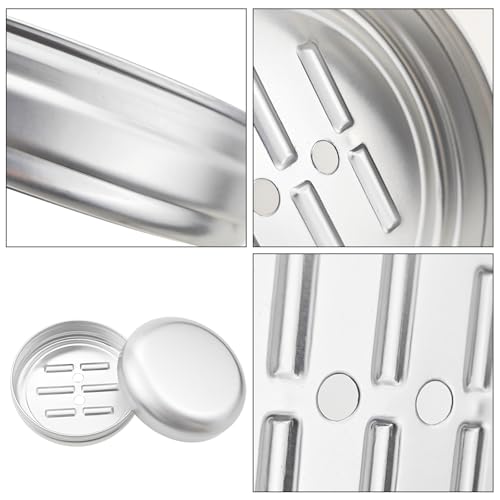 4 Pack Round Aluminum Soap Container Lightweight Travel Soap Dish with Drain Bathroom Soap Holder for Portable Soap Holder and Travel Accessories