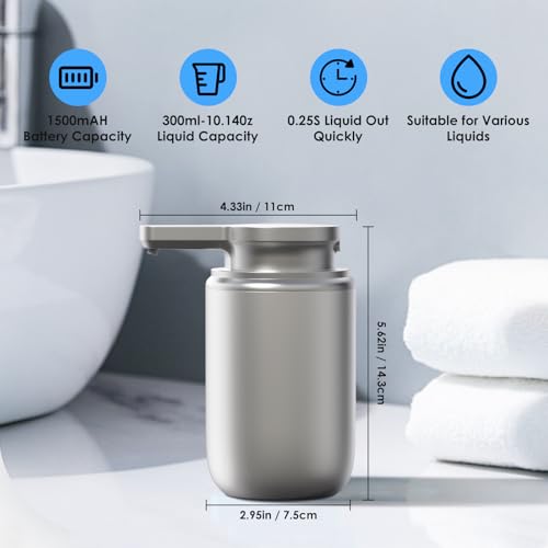 Automatic Soap Dispenser Touchless Foaming: Soap Dispenser Rechargeable for Bathroom - color: Silver1