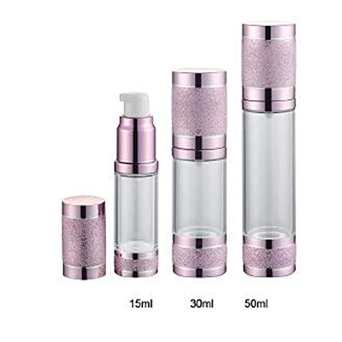 Tvoip 3Pcs/Lot 15ml 30ml 50ml Gold Pink Silver Glitter Diamond Airless Vacuum Bottles Luxury Emulsion Lotion Fragrance Perfume Spray Bottle (Pink) - color: Pink