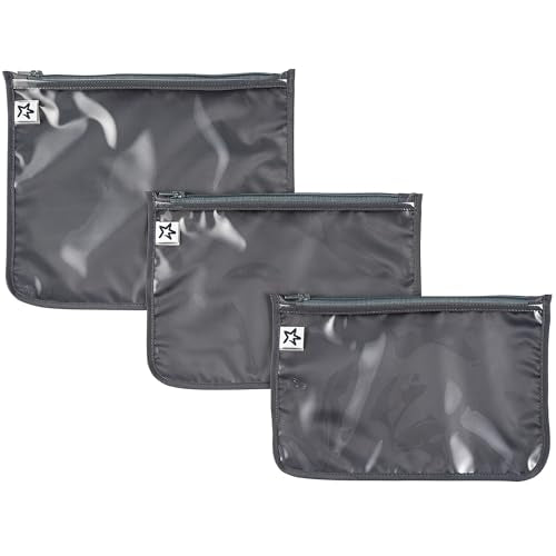 Tiny Twinkle Diaper Bag Organizing Pouches|3 Pack Mess-Proof Clear Front Travel Organizer Bags&TSA Approved Toiletry Bag Set for Baby and Mom Essentials - color: Charcoal