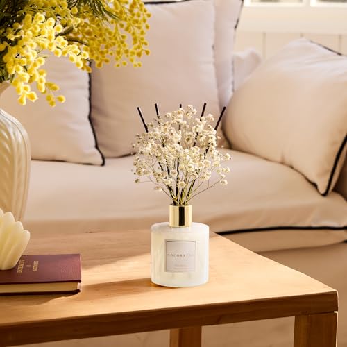 COCORRÍNA Reed Diffuser - Gardenia 6.7 Fl.oz Reed Diffuser Set with Sticks & Preserved Baby's Breath, Reed Diffuser for Home Bathroom Shelf Decor - size: 6.7 Ounce/1pack