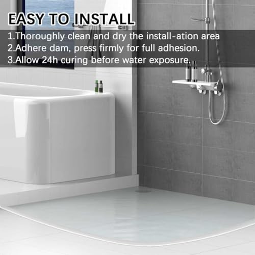 78Inch Shower Door Water Guard, Silicone Shower Threshold Water Dam, Glass Shower Door Seal Strip, Waterproof Bathroom Bottom Seal for Dry Wet Separation, Sink Barrier - style: 78inch