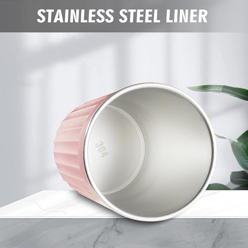 Toothbrush Cup for Bathroom-12oz Unbreakable Stainless Steel Bathroom Cup,Easy to Clean Toothbrush Mouthwash Cup, Reusable Bathroom Tumbler Cups for Home/School/Office(3" x 4.5") (Pink) - color: Pink
