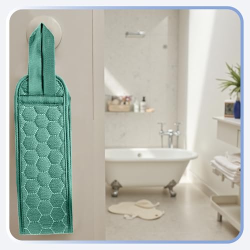 Back Scrubber for Shower with Handles, 40 Inch Extra Long Double-Sided Exfoliating Bath Strap, Textured Body Washer with Extended Reach for Deep Cleaning (Green) - color: Green