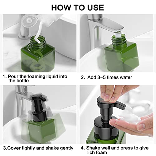 2 PCS-Foaming Soap Dispenser, Hand Soap Dispenser, Refillable Foam Liquid Hand Soap Empty Plastic Pump Bottle Container for Bathroom Vanities, Kitchen Sink, Hospital, Clinic（17 oz ） (Green) - color: Green