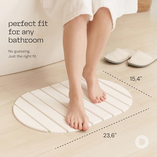 Deepstone Foldable Stone Bath Mat – Large Diatomaceous Earth Mat, Quick Dry with Non-Slip Base, Water Absorbing Bathroom and Shower Stone Mat, Easy to Clean (24” x 15”), White - color: White
