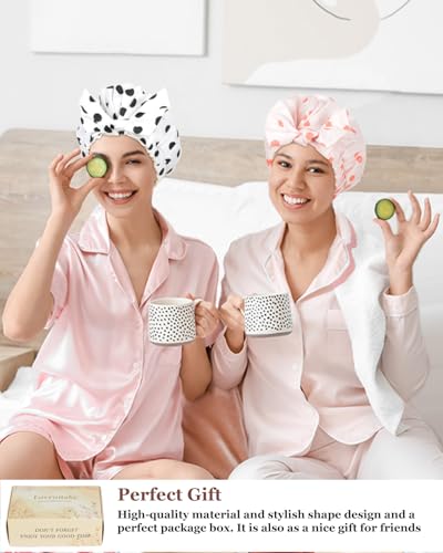 Luvruitaky Shower Cap Luxury Shower Caps for Women Reusable Waterproof Hair Cap for Shower with Adjustable Bowknot Hair Bath Cap (Pink) - color: Pink