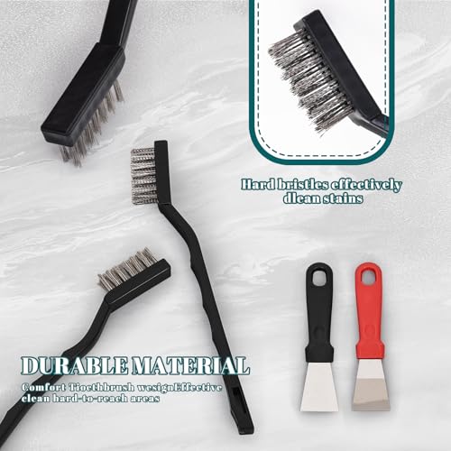 15PCS Mini Wire Brush Stainless Steel Brush Set，Masonry Brush Wire Bristle | Masonry Brush Wire Bristle for Cleaning Welding Slag and Rust，Curved Handle Brush (Stainless Steel, 15) - style: Stainless steel