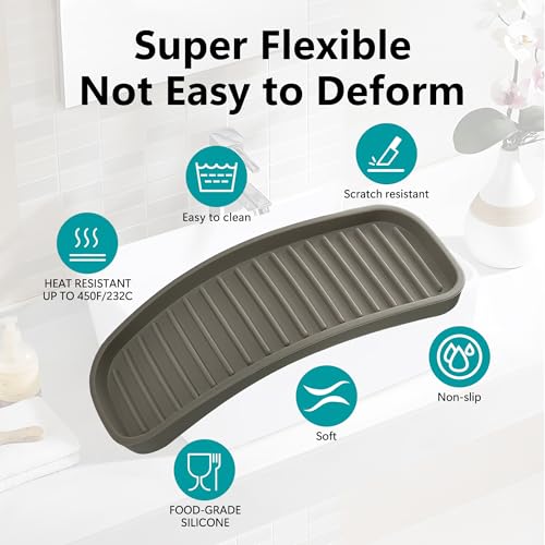 Gosmol Silicone Sponge Holder for Kitchen Sink - Soap Tray 2 Pack Brown | Kitchen soap tray, sponge tray, sink organizer, dish caddy; soap holder, soap dispenser, scrubber, spoon holder, accessories - color: Brown