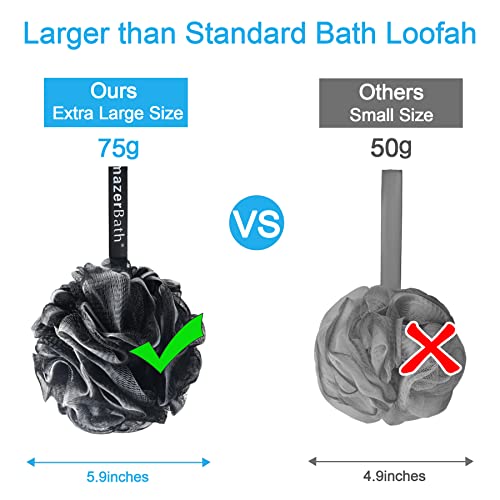 AmazerBath Loofah Sponge 75g/Piece, Loofah for Men Body Scrubber - Bath Sponge Loofa Set of 4 Black (Large) - style: Black