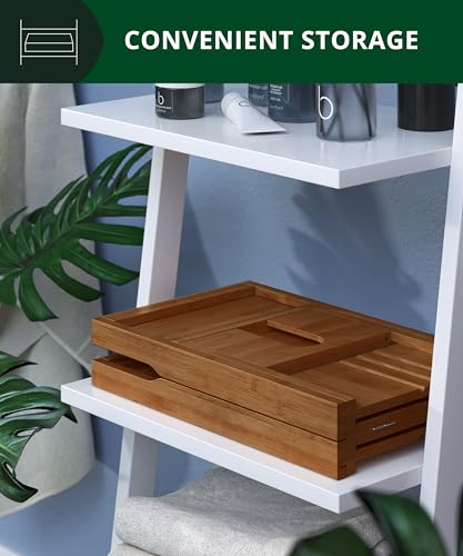 ROYAL CRAFT WOOD Premium Foldable Bathtub Tray Caddy - Wood Bath Tray for Tub, Bamboo Shelf, Expandable Bath Table Trays, Bathtub & Bathroom Accessories for New Home & Mothers, Birthday Gifts for Mom - color: Brown