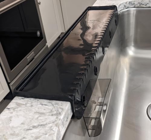 SiliProducts SiliSink XL Silicone Edge Guard for Kitchen Sink - Fits 3.75” - 4” Wide - The Original Silicone Sink Edge Protector with Sponge Caddy - Splash Guard, 20” Black Diamond - color: Black Diamond, size: 4in x 20in
