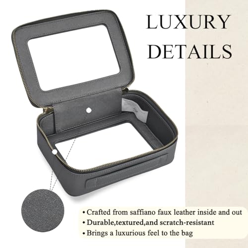 NGIL Clear Faux Leather Travel Toiletry Bag, Makeup Bag Organizer for Women, Clear Window & Gold Zipper Makeup Bag, Road Trip Essential, Skincare, Cruise Ship Essentials (Dark Silver) - color: Silver