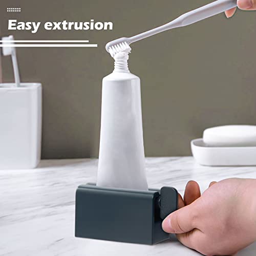 Set of 2 Rolling Tube Toothpaste Squeezer Dispenser Toothpaste Seat Holder Stands, White+Navy Blue - color: White+navy Blue