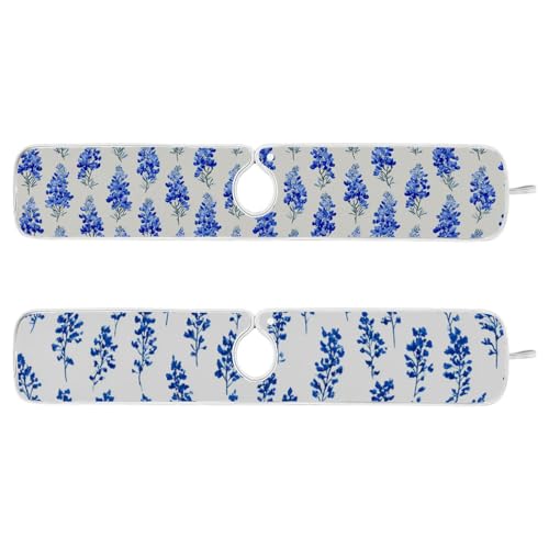 Small Bluebonnet Flower Watercolor Bluebonnets Sink Mat for Faucet Sink Splash Guard Faucet Handle Drip Catcher for Kitchen Bathroom Absorbent Microfiber Dish Drying Mat with 1 Hole 2pcs S - color: Small Bluebonnet Flower Watercolor Bluebonnets, size: 14.