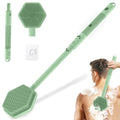 Silicone Back Scrubber for Shower, 16''-21''Extendable Shower Back Scrubber with Dual-Side Large Brush Head, 3-Length Back Brush Bath Brush with Strong Handle & Rich Foaming Bristles(Green) - color: Green