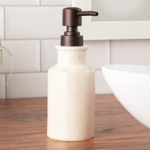 Creative Scents Rustic Luxe Bathroom Soap Dispenser - Beige Hand Soap Dispenser for Bathroom with Strong Easy Dispensing Pump - Rustic Farmhouse Decor – Resin Lotion Dispenser with Pump Holds 8.8 Oz. - style: Soap Dispenser
