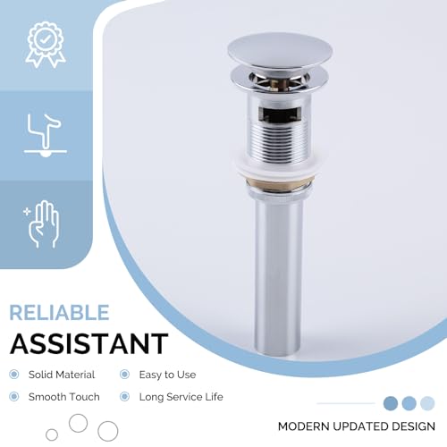Bathroom Sink Drain, Angle Simple Brass Pop Up Drain Stopper, Vessel Sink Drain with Overflow, Lavatory Vanity Sink Drain Stoppers Chrome - color: Chrome