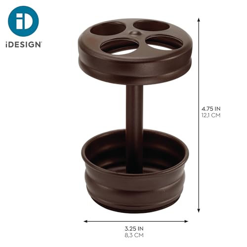 iDesign Metal Toothbrush Holder - Bathroom Cup for Bathroom Organization, The Olivia Collection - 3.25" x 3.25" x 5", Bronze - color: Bronze