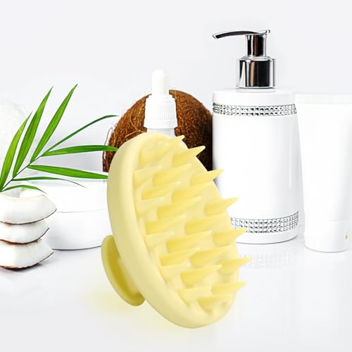 Meartchy Silicone Scalp Massager, Scalp Scrubber for Hair Growth with Soft Bristles, Scalp Exfoliator Brush Dandruff Removal Shampoo Brush for Wet Dry Scalp Care (Light Yellow) - color: Light Yellow