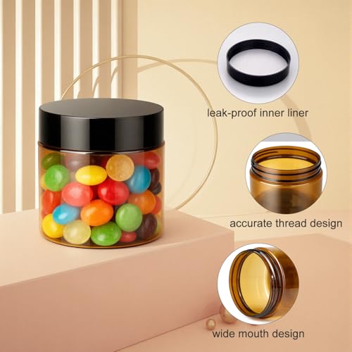 Loretoy 36 Pack 2 OZ Plastic Jars with Lids, BPA Free, Reusable, Refillable Transparent Cosmetic Containers for Bath Salts, Cosmetics, Powders, Beauty Product and Small Accessories, Brown - color: Brown, size: 2 Ounce