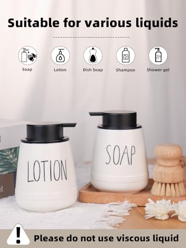 Ceramic Soap Dispenser Set, 13oz Wash Soap Dispenser (Foam-Soap & Lotion) - color: Foam-soap & Lotion