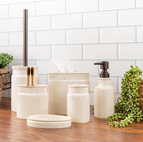 Creative Scents Rustic Luxe Bathroom Soap Dispenser - Beige Hand Soap Dispenser for Bathroom with Strong Easy Dispensing Pump - Rustic Farmhouse Decor – Resin Lotion Dispenser with Pump Holds 8.8 Oz. - style: Soap Dispenser