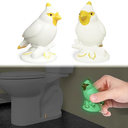 Glow in the Dark Bird Toilet Bolt Covers Decorative, Bolt hole 1.14'' | 2Pack PLA Material, Hides Rusty Toilet Bolts, for Bird Lovers, Glows After Light Exposure - style: Cardinal Bird