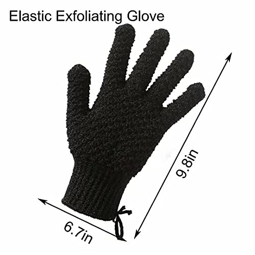 2 Pairs Bath Exfoliating Gloves for men and women – CLEEDY 4 Pcs Heavy and Large Exfoliating Gloves Scrubbing for Shower, Spa, Massage - Scrub Exfoliating Mitts for Body, Face, Hand and Foot (black) - color: 2 pairs black