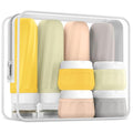 Mrsdry Travel Size Toiletries 8 Pack, TSA Approved 3oz/1oz Silicone Squeezable Creams Jars with Clear Travel Bag - color: Golden wheat field, size: 3oz bottle 1oz jar