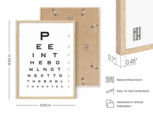 HAUS AND HUES Funny Bathroom Sign – Eye Exam Wall Art, Humorous Bathroom Print, Fun Wall Decor for Guest Bath, Restroom, or Home (12x16, Beige Frame) - color: Eye Exam, size: 12"L x 16"W, style: Beige Framed