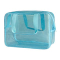 Blue Waterproof Makeup Bag,11.81 x 5.12 x 8.27inch, Iridescent TPU Travel Toiletry Bag with Handle for Women & Men, Portable Cosmetic Pouch for Gym Swim Beach (524-6) - color: 524-6 Set