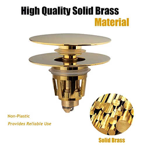 Artiwell Universal Bathroom Sink Drain Stopper, Fits Most Pop-Up Drains for Vessel Sink Lavatory Vanity, Sink Drain Strainer with Detachable Hair Catcher, Tested by Plumber in US (Polished Brass) - color: Polished Brass