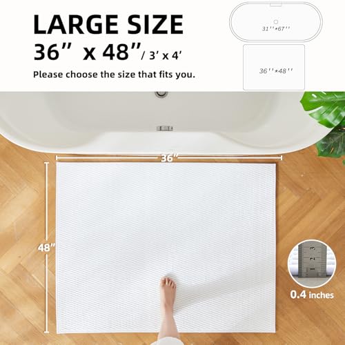 TYUU Large Bathroom Rugs Non Slip Washable Bath Rugs Super Absorbent Bathroom Rug Thin Quick Dry Low Pile Bath Mats, White 36"x48" - color: White, size: 3' X 4' (Rectangular)
